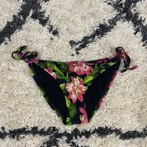 Black Poppy Floral Tie Sides Bikini Bottoms